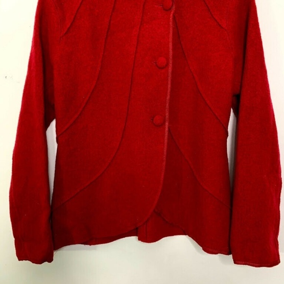 Orvis Size M 100% Wool Red 3 Button Sweater Blazer - Picture 7 of 8